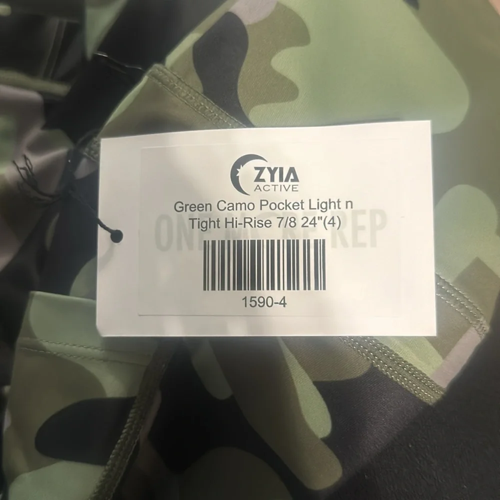 Zyia green camo pocket Light n Tight Hi-Rise 7/8 24” leggings size 4 - Picture 3 of 3